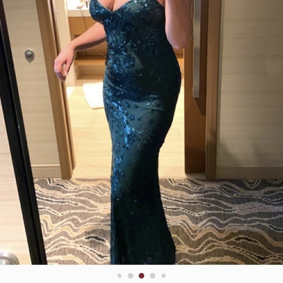 Lulus Photo Finish Forest Green Sequin Lace-Up Maxi Dress XL - Picture 10 of 13